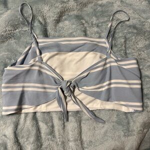 White and blue striped crop top